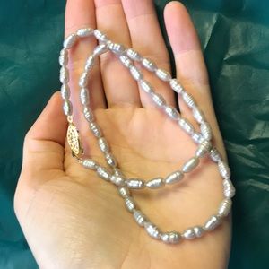 Silver Natural Pearls - pearl strand 16”